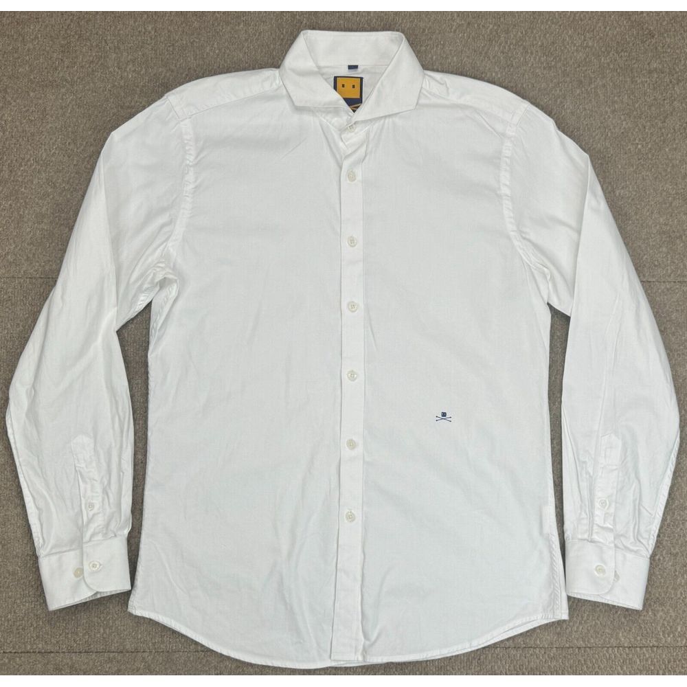 Trashness Men's White Button Up Long Sleeve Dress‎ Shirt Size Large